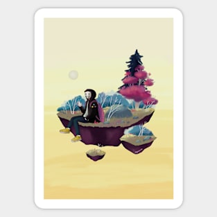 Beautiful fantasy art of a floating land Sticker